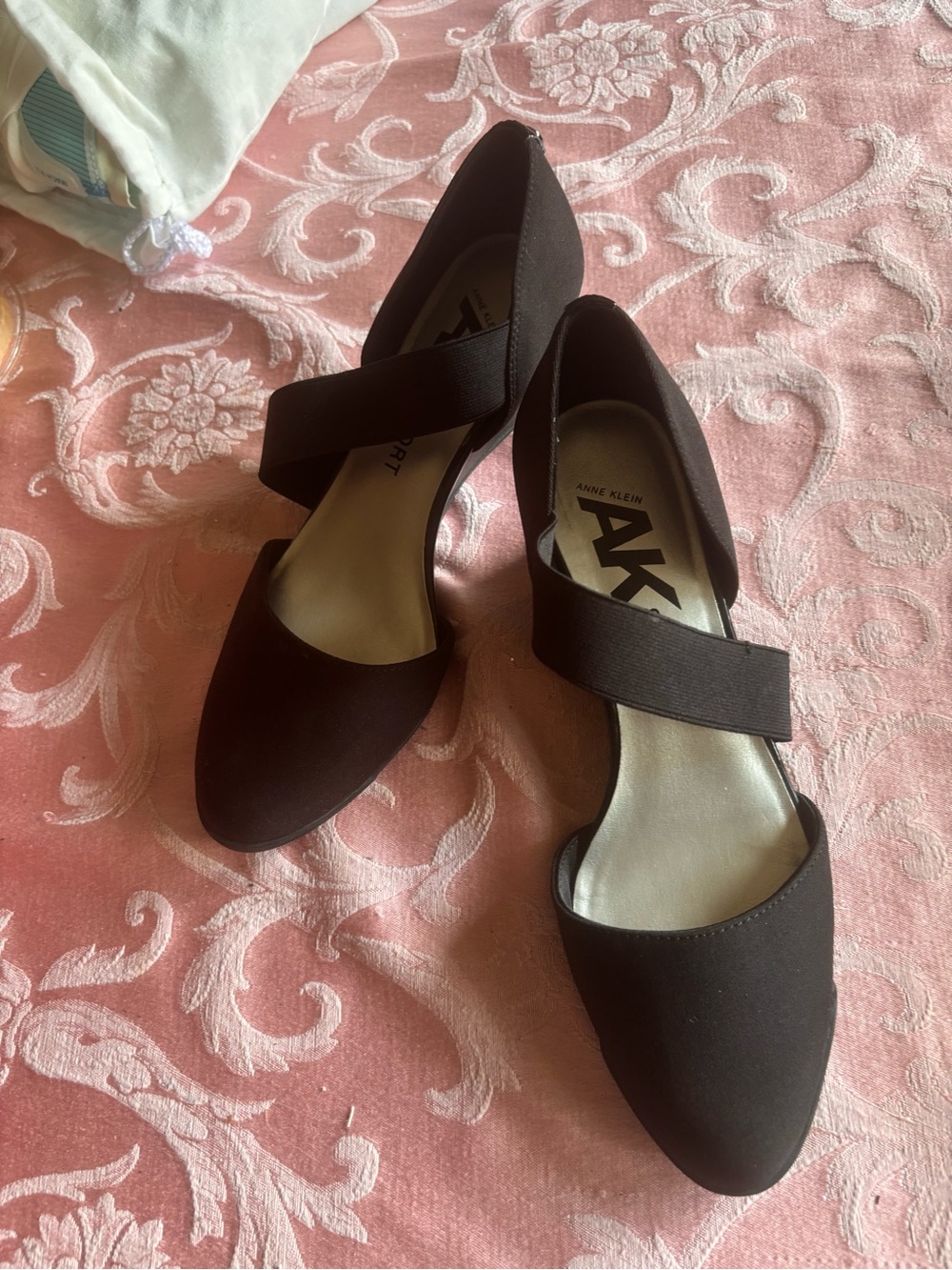 Anne Klein Black Pointed-Toe Wedges only worn once indoors.